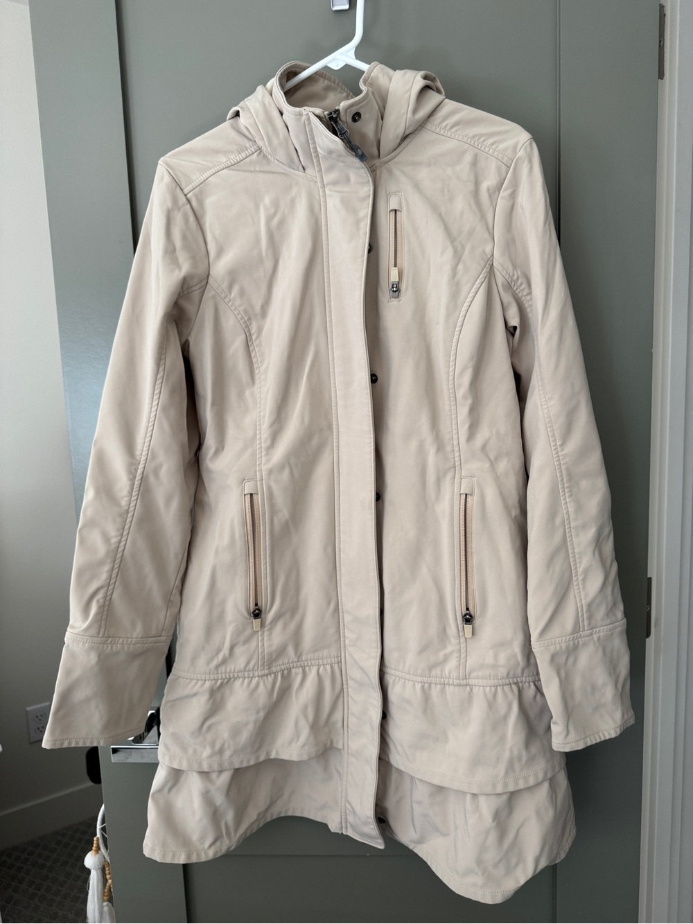 Athleta Hooded Trench Coat - Light Beige